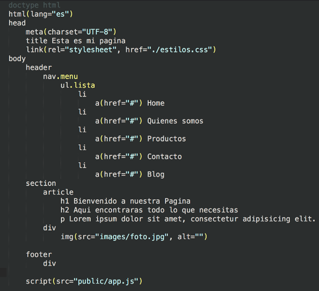 Sintaxis prepocesador html Slim