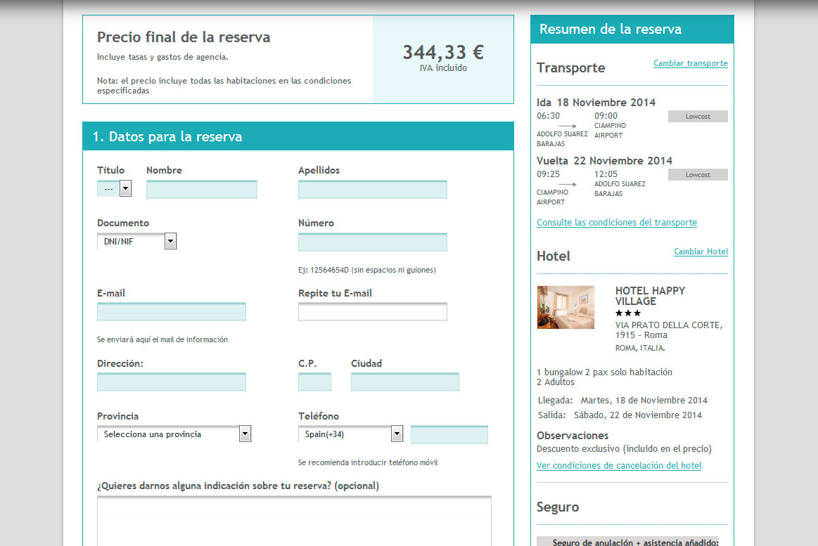Muchoviaje - Validación formulario
