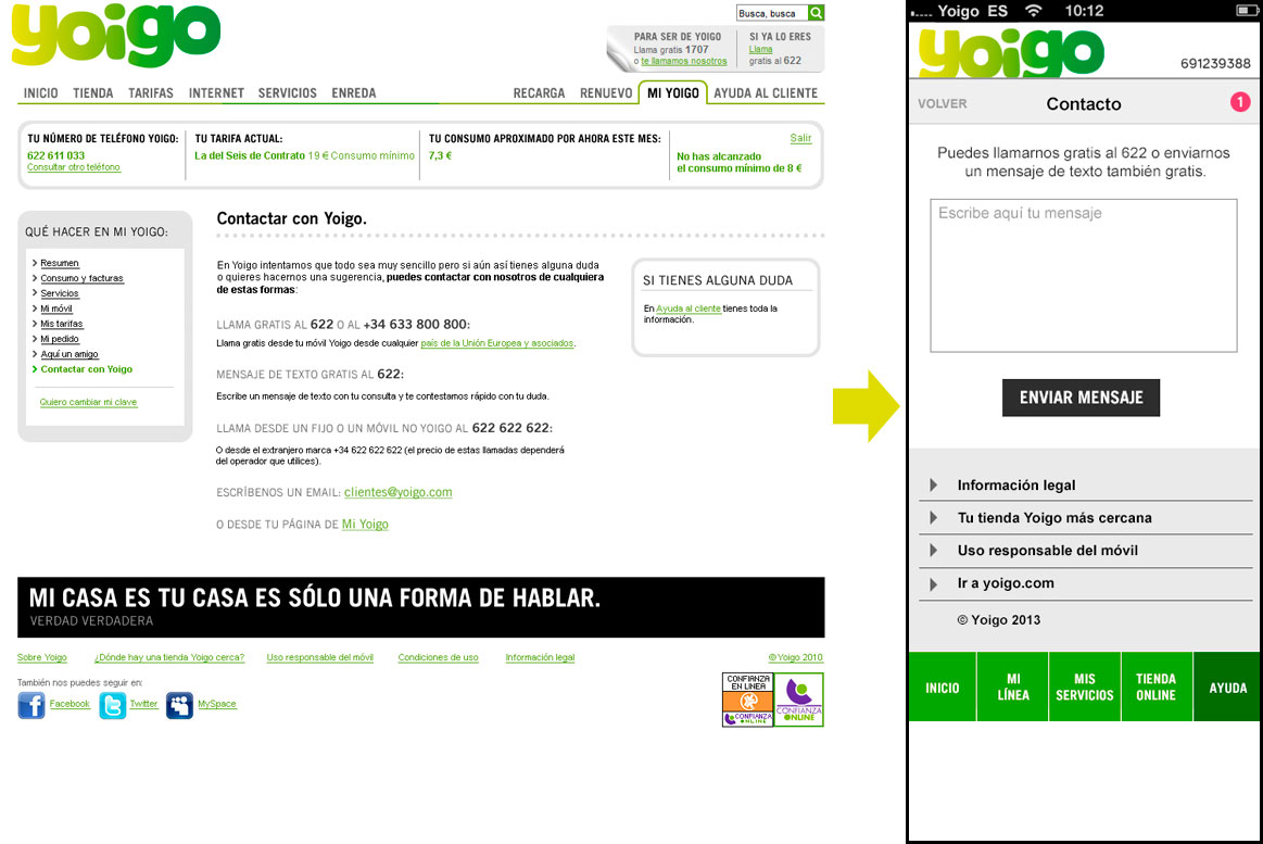 Yoigo - Contactar con Yoigo